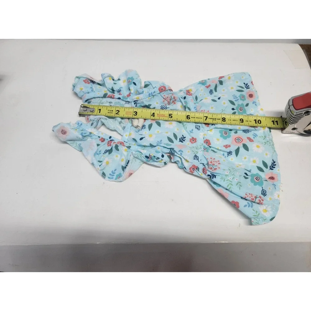 Dog or cat Blue Floral Dress Ruffle Sleeves‎ Skirt Pet apparel Small